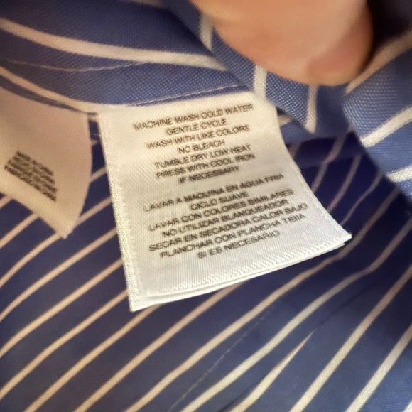 Anne Klein Blue and White Pinstripe Dress Shirt - Picture 5 of 5